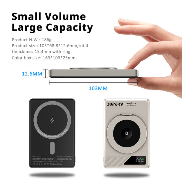 【門市發售】SuperV 9000mAh 20W MagSafe外置充電器(power43)(只限香港發售,不設平郵)