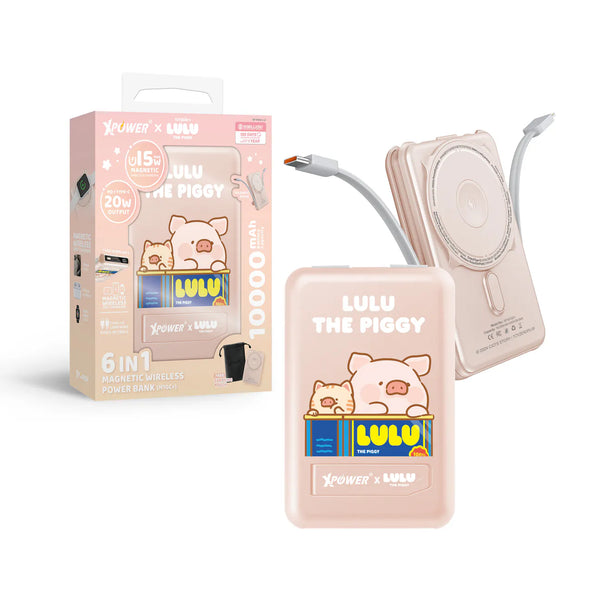 【門市發售】Xpower LuLu豬 10000mAh 6合1磁吸無線 外置充電器 M10C+(只限香港發售,不設平郵)