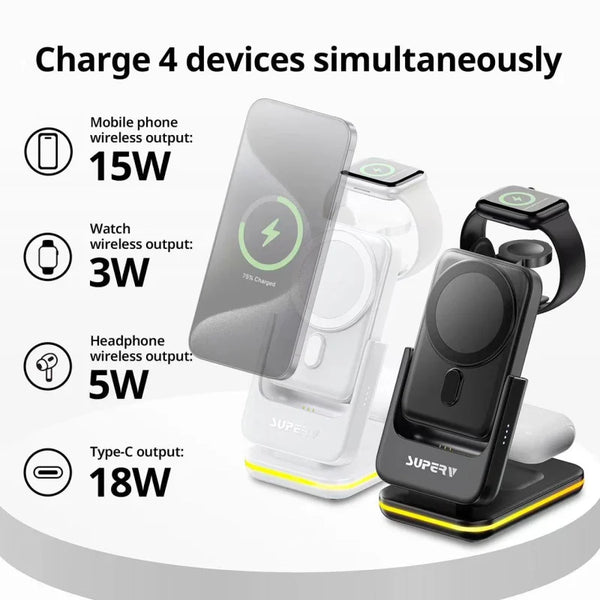 【門市發售】SuperV 4in1 15W 多功能無線磁吸充電座(Station10)