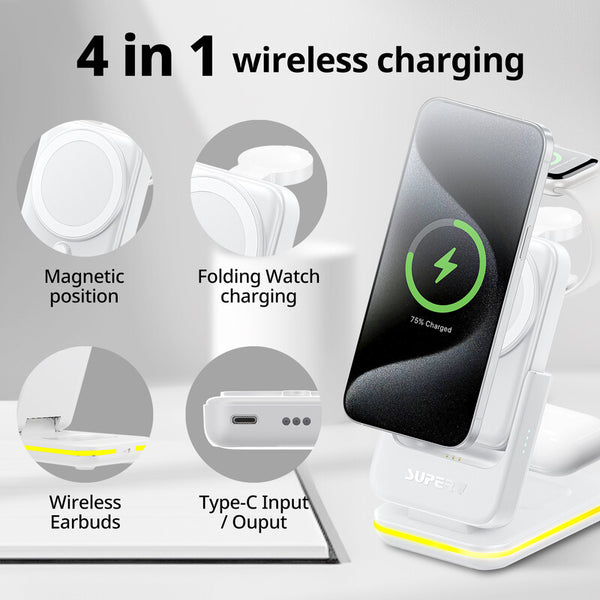 【門市發售】SuperV 4in1 15W 多功能無線磁吸充電座(Station10)