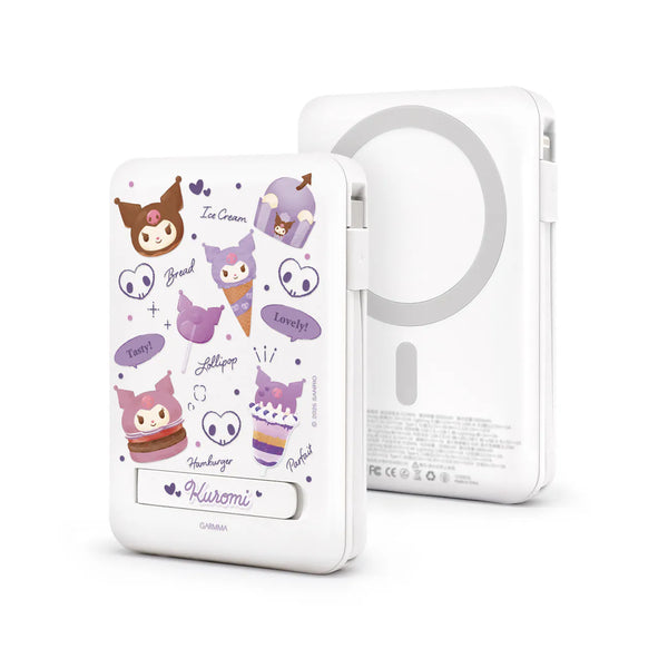 【門市發售】Garmma 永橙✖️Sanrio  Kuromi  10000mAh  數顯帶線磁吸外置充電器(只限香港發售,不設平郵)