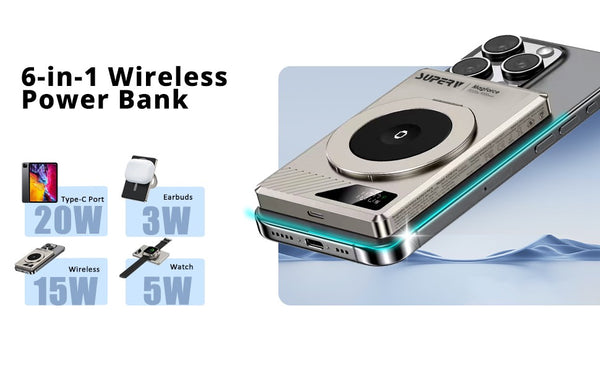 【門市發售】SuperV 9000mAh 20W MagSafe外置充電器(power43)(只限香港發售,不設平郵)