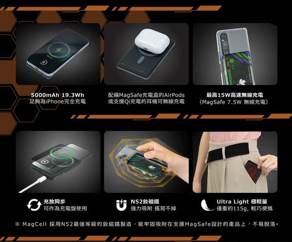 【門市發售】Evangelion MagCell Ultra Slim 5000mAh 超薄磁吸式無線行動電源(只限香港發售,不設平郵)